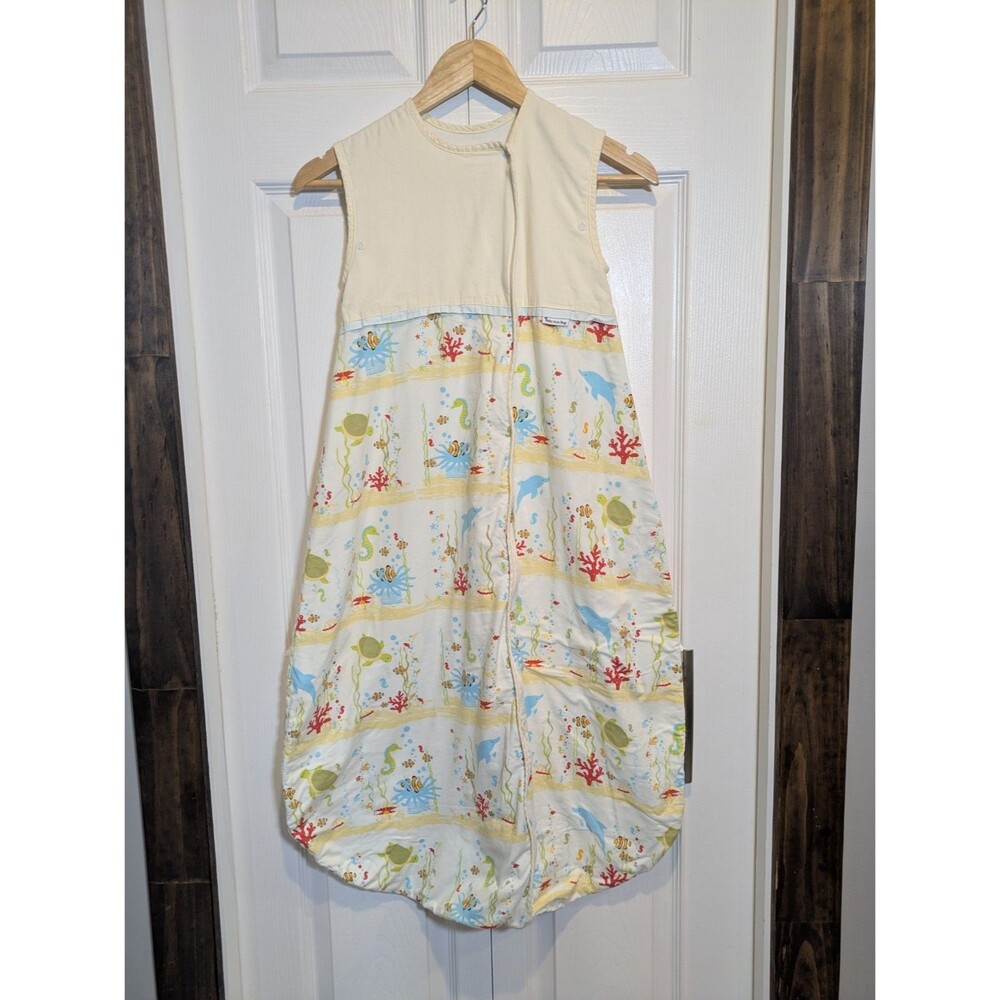 Vintage Baby in a Bag Sleep Sack - Under the Sea Print -Large - Bottom Zip - EUC